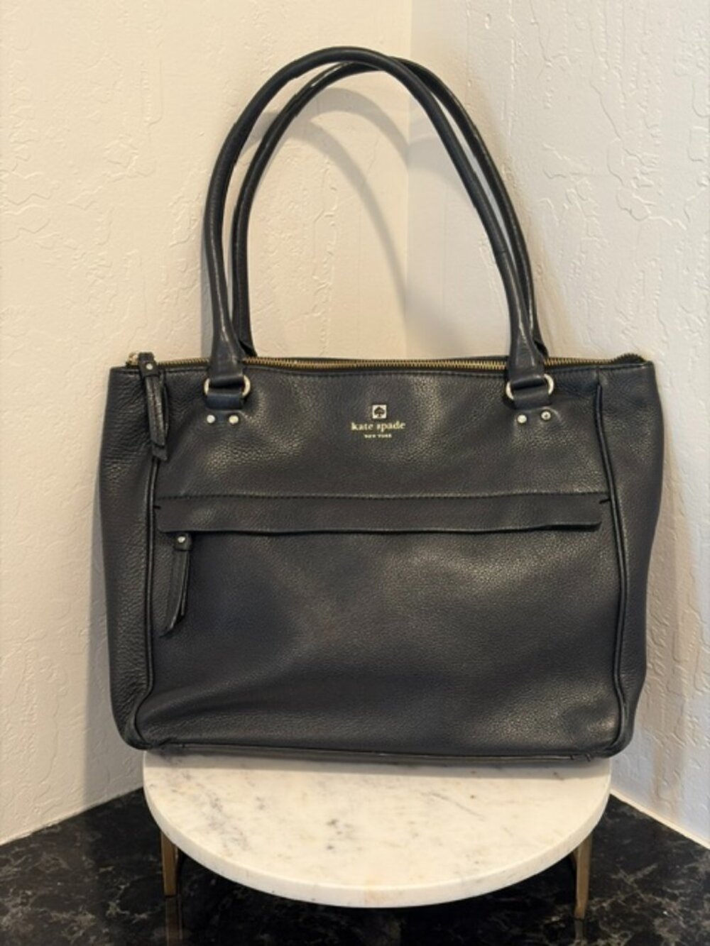 Kate Spade Black Shoulder Work Commuter Bag with Zipper